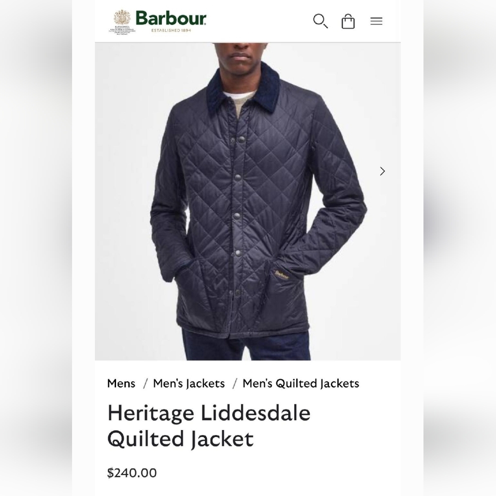 Barbour Heritage Liddesdale Quilted Jacket in Dark Blue